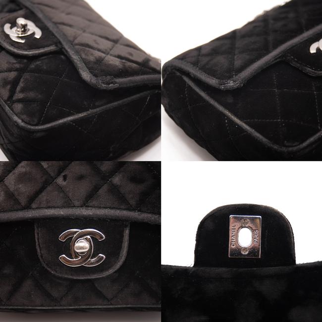 Chanel Classic Quilted Mini Square Flap Cc Logo Black Velvet