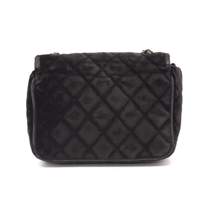 Chanel Classic Quilted Mini Square Flap Cc Logo Black Velvet Shoulder Bag