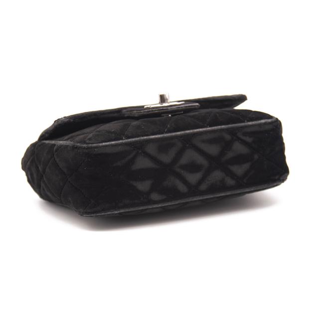 Chanel Classic Quilted Mini Square Flap Cc Logo Black Velvet Shoulder Bag