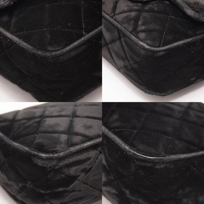 Chanel Classic Quilted Mini Square Flap Cc Logo Black Velvet Shoulder Bag
