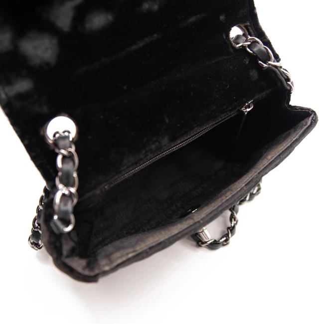 Chanel Classic Quilted Mini Square Flap Cc Logo Black Velvet Shoulder Bag