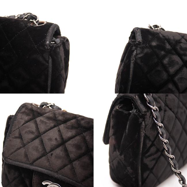 Chanel Classic Quilted Mini Square Flap Cc Logo Black Velvet Shoulder Bag
