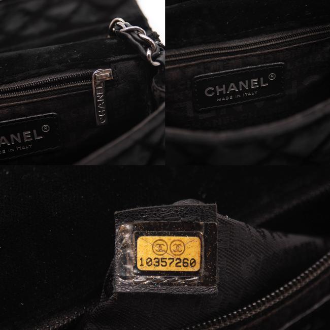 Chanel Classic Quilted Mini Square Flap Cc Logo Black Velvet Shoulder Bag