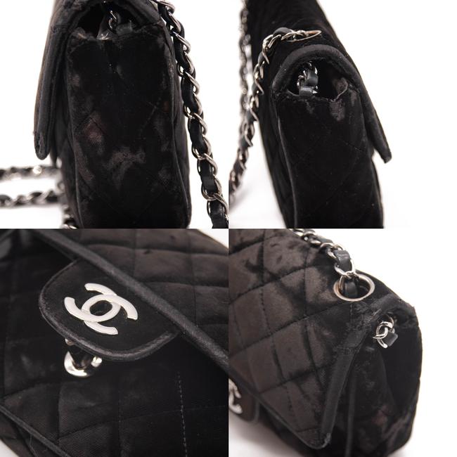 Chanel Classic Quilted Mini Square Flap Cc Logo Black Velvet Shoulder Bag