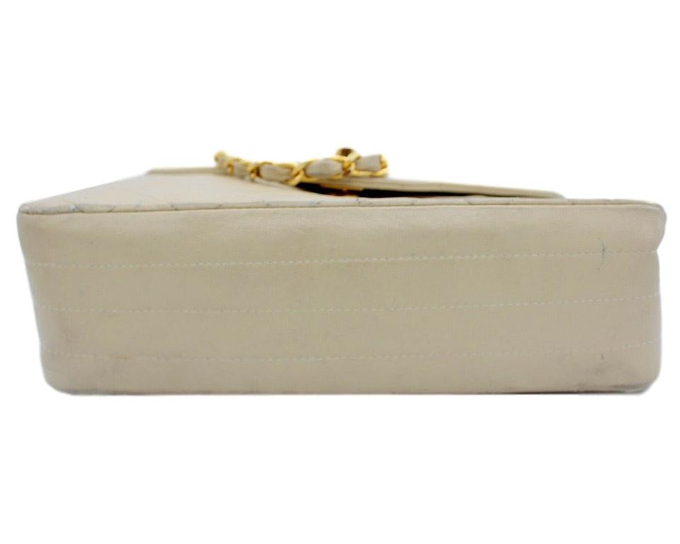 Chanel Classic Twist Flap Vintage Lock Beige Leather Shoulder Bag