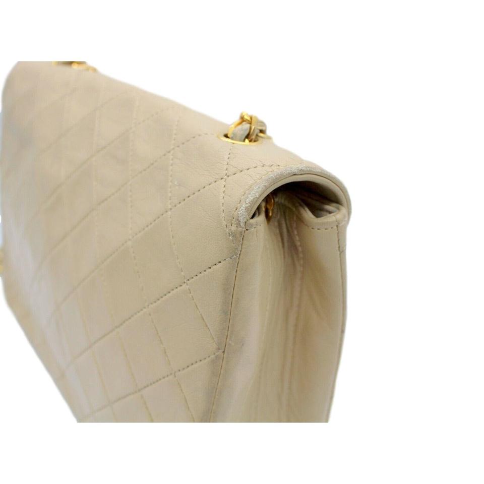 Chanel Classic Twist Flap Vintage Lock Beige Leather Shoulder Bag