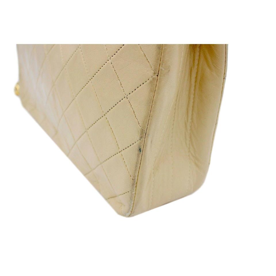 Chanel Classic Twist Flap Vintage Lock Beige Leather Shoulder Bag