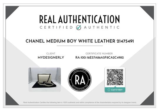 Chanel Handbag Boy Lambskin Quilted New Medium Flap White Leather Shoulder Bag