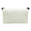 Chanel Handbag Boy Lambskin Quilted New Medium Flap White Leather Shoulder Bag