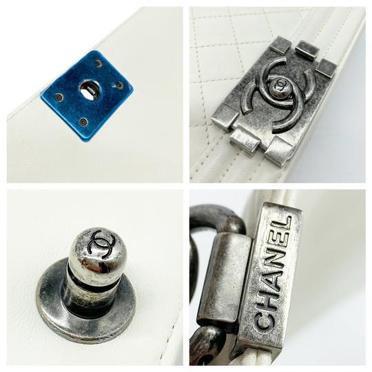 Chanel Handbag Boy Lambskin Quilted New Medium Flap White Leather Shoulder Bag