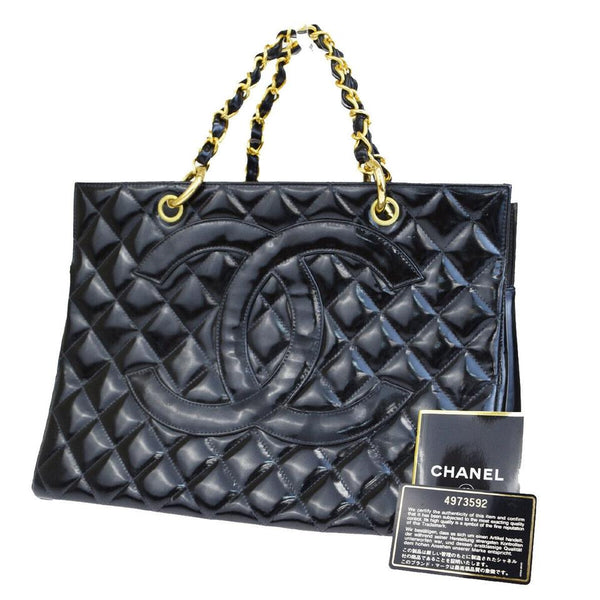 CHANEL Black Patent Leather Vintage Grand Shopping Tote GST For