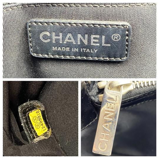 Chanel Shopping Tote Quilted Grand Gst Black Patent Leather Shoulder Bag