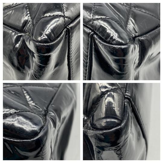 Chanel Shopping Tote Quilted Grand Gst Black Patent Leather Shoulder Bag