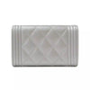 Chanel Silver Boy Metallic Caviar Quilted Card Holder Wallet