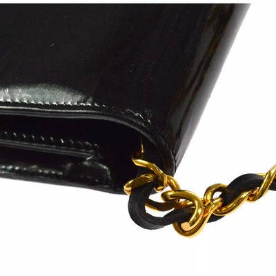 Chanel Classic Single Flap Chain Black Patent Leather Shoulder Bag