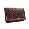 Chanel Wallet on Chain Boy Calfskin Quilted Woc Brown Patent Leather Shoulder Bag