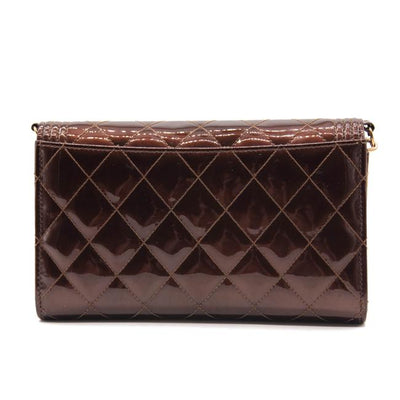 Chanel Wallet on Chain Boy Calfskin Quilted Woc Brown Patent Leather Shoulder Bag