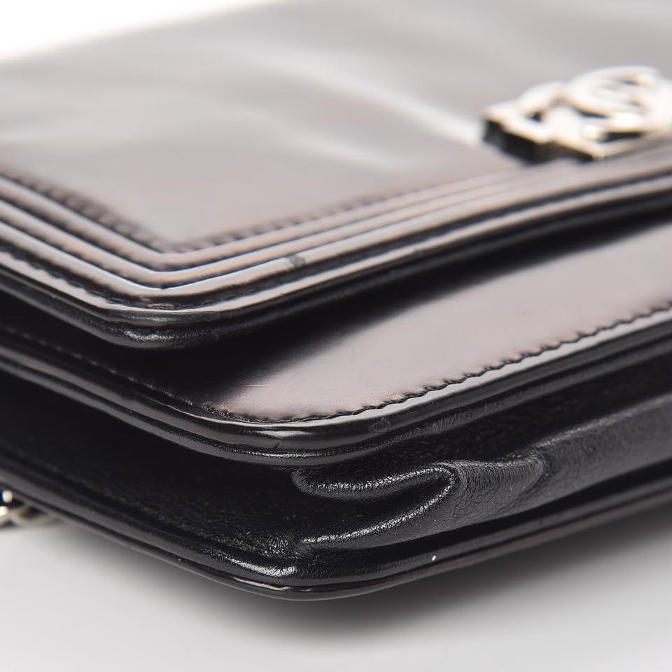 Chanel Boy Wallet on Chain Glazed Woc Black Calfskin Leather Shoulder Bag