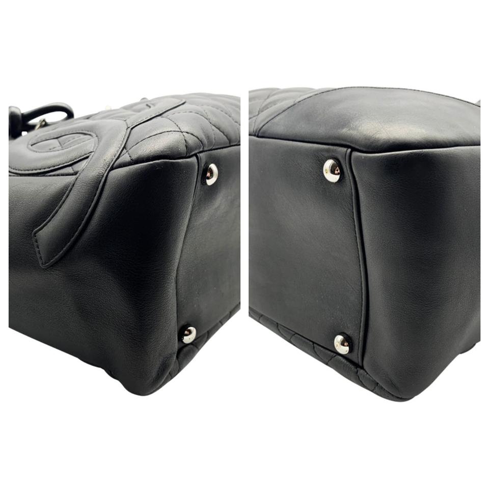 Chanel Tote Cambon Quilted Ligne Large Flap Black Leather Shoulder Bag -  MyDesignerly