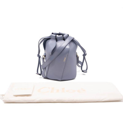 Chloe Bucket Tulip Mini Cross Body Blue Leather Shoulder Bag - MyDesignerly