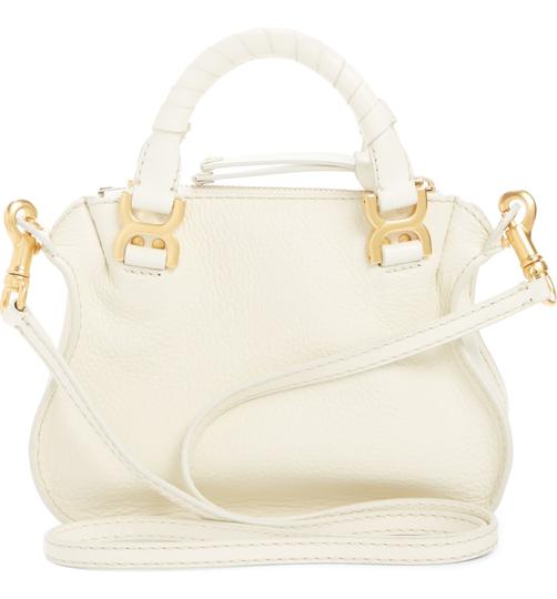 Chloé Crossbody Marcie Mini Fringe Special Edition White Leather Messenger Bag