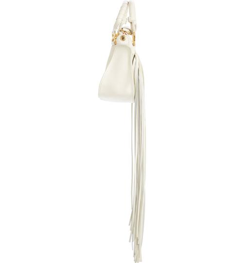 Chloé Crossbody Marcie Mini Fringe Special Edition White Leather Messenger Bag