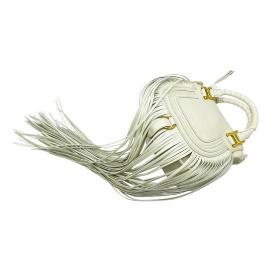Chloé Crossbody Marcie Mini Fringe Special Edition White Leather Messenger Bag