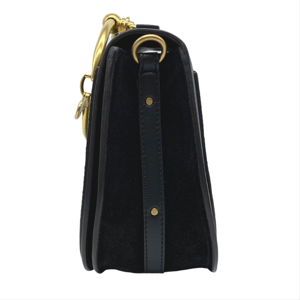 CHLOE Medium Nile gold bangle bracelet handle taupe leather saddle bag
