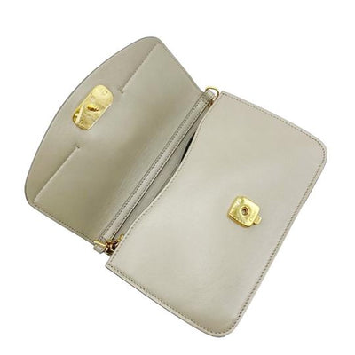 Chloe Shoulder Mini Motty Chain Wallet Grey Leather Cross Body Bag