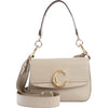 Chloé Small C Suede Trimmed Motty Grey Leather Shoulder Bag