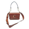 Chloe Small C Suede Trimmed Sepia Brown Leather Shoulder Bag