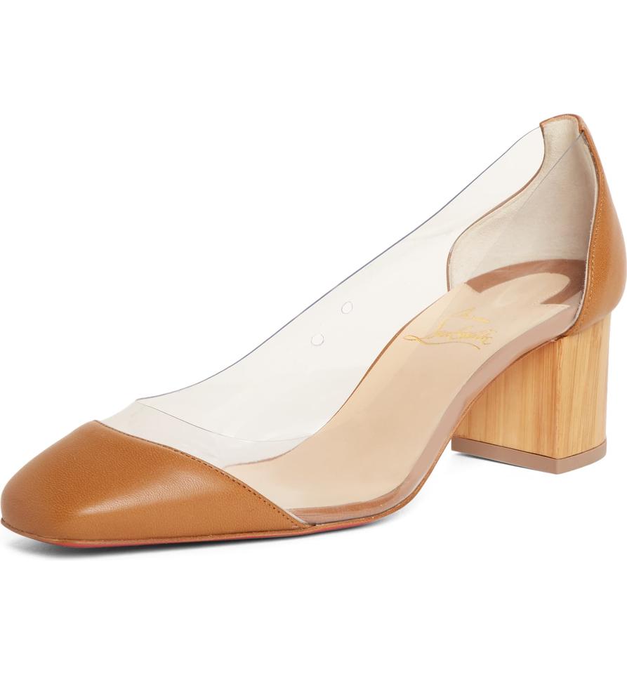 Christian Louboutin Brown Grandola Clear Camel Pumps