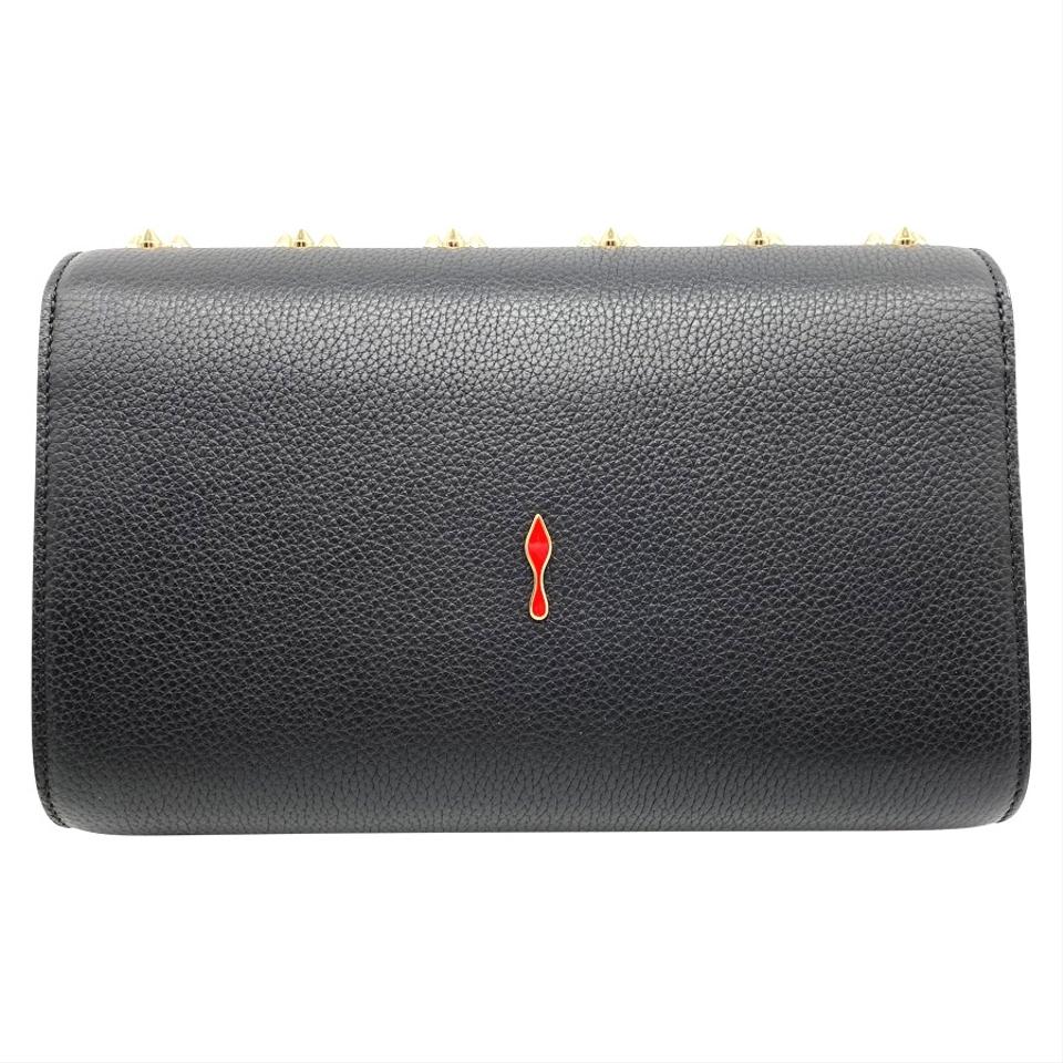 Christian Louboutin Clutch Calfskin Spikes Paloma Loubinthesky Black Leather Shoulder Bag