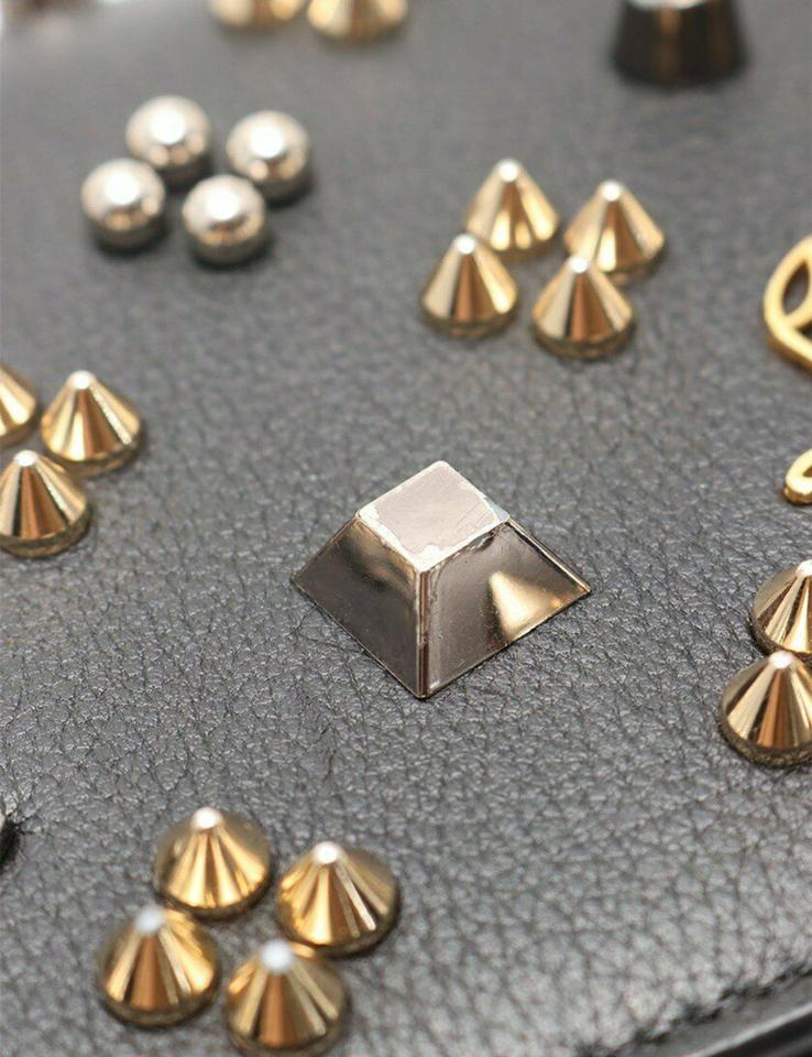 Christian Louboutin Clutch Spikes Paloma Loubinthesky Black Leather Shoulder Bag