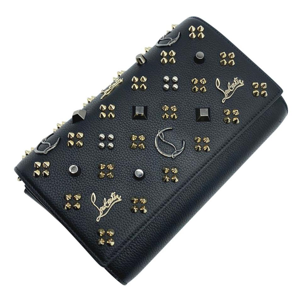 Paloma - Clutch - Grained calf leather and spikes Loubinthesky - Black -  Christian Louboutin