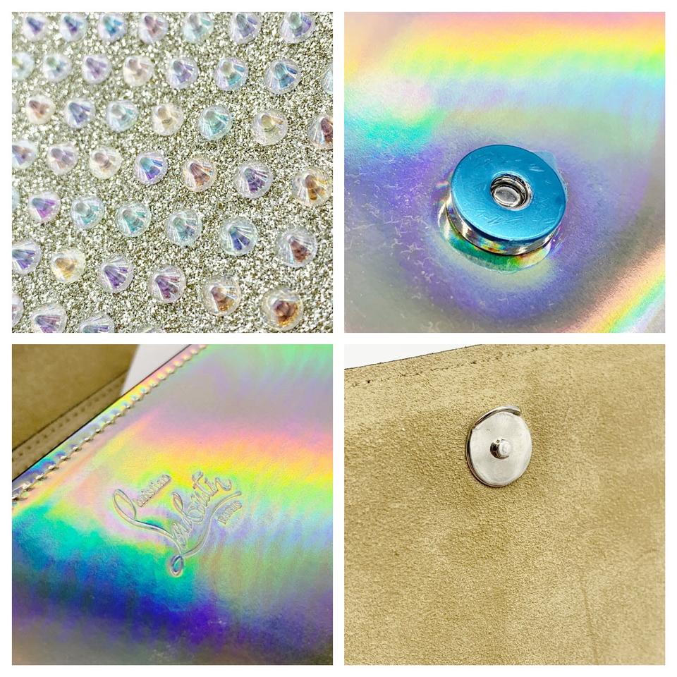 Christian Louboutin Clutch Mini Paloma Studded Glitter Gold Leather Shoulder Bag