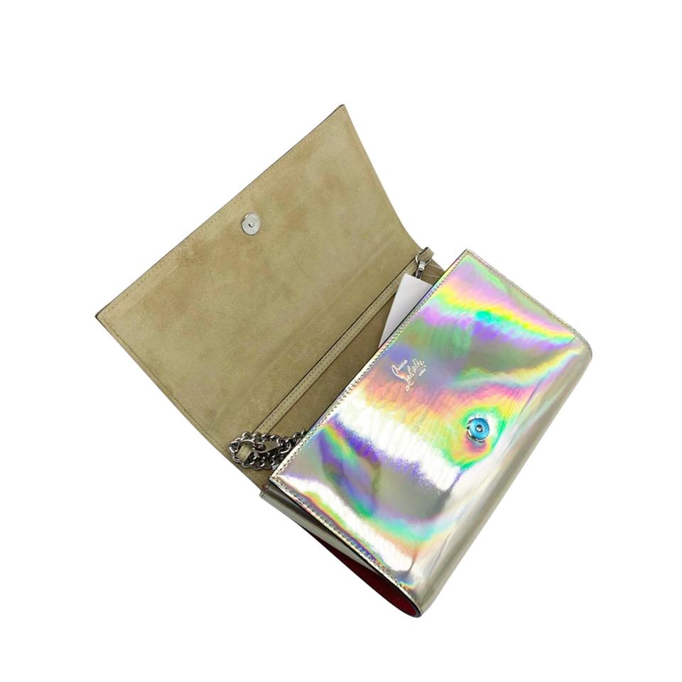 Christian Louboutin Clutch Mini Paloma Studded Glitter Gold Leather Shoulder Bag