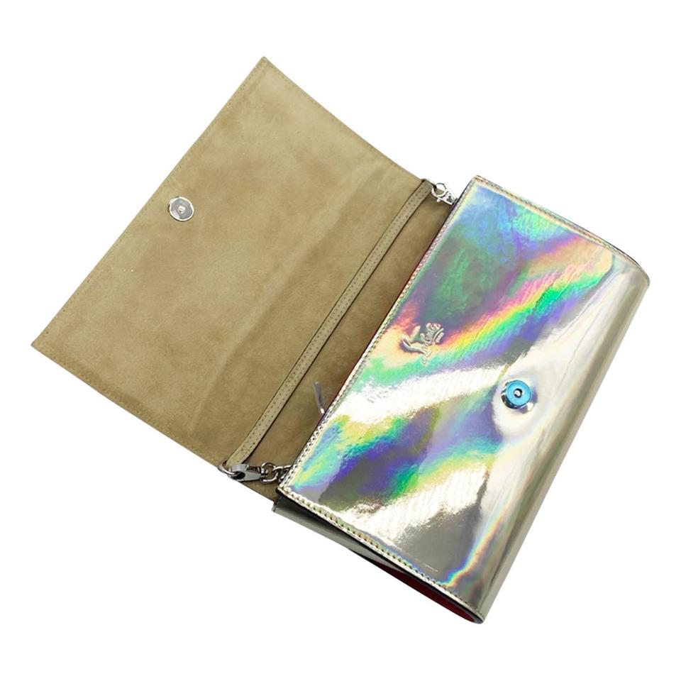 Christian Louboutin Clutch Mini Paloma Studded Glitter Gold Leather Shoulder Bag