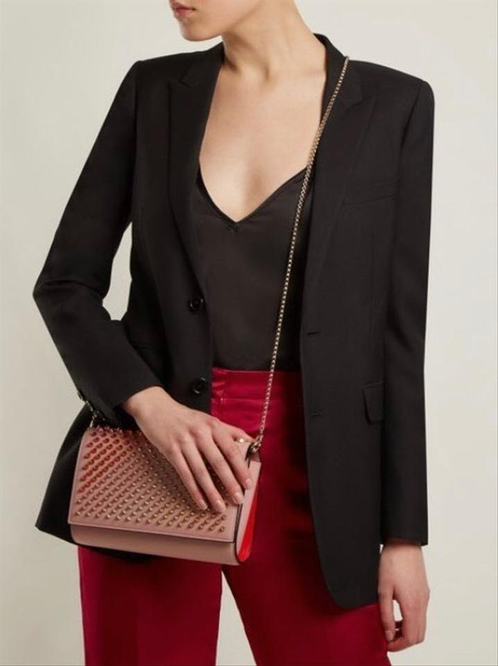 Christian Louboutin Clutch Paloma Spiked Pink Leather Shoulder Bag