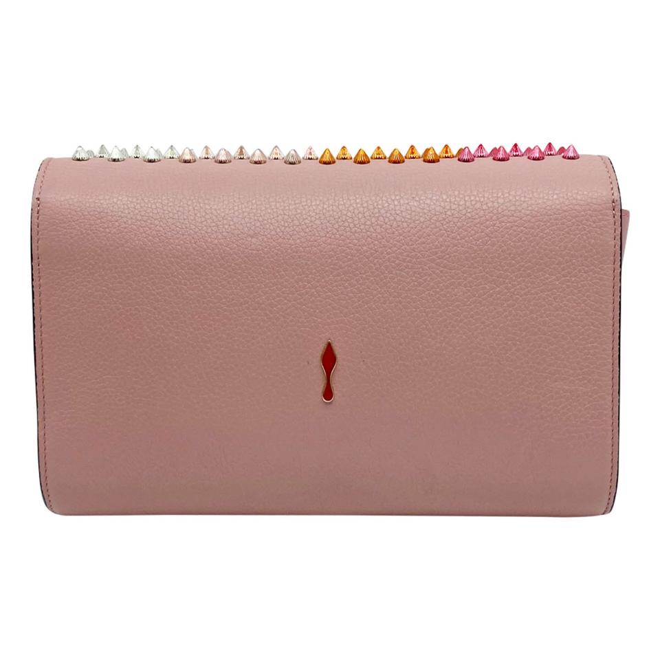 Christian Louboutin Clutch Paloma Spiked Pink Leather Shoulder Bag