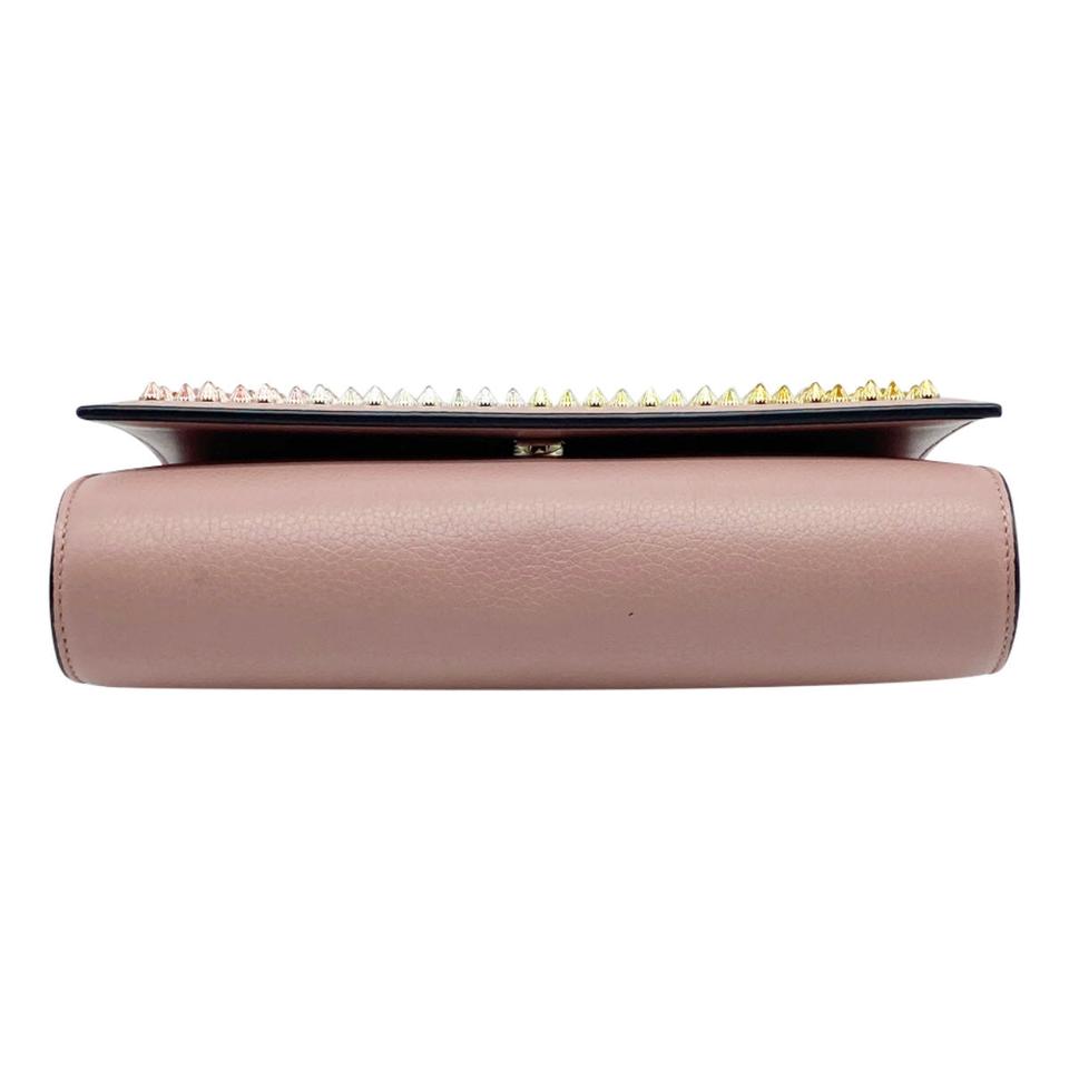 Christian Louboutin Clutch Paloma Spiked Pink Leather Shoulder Bag