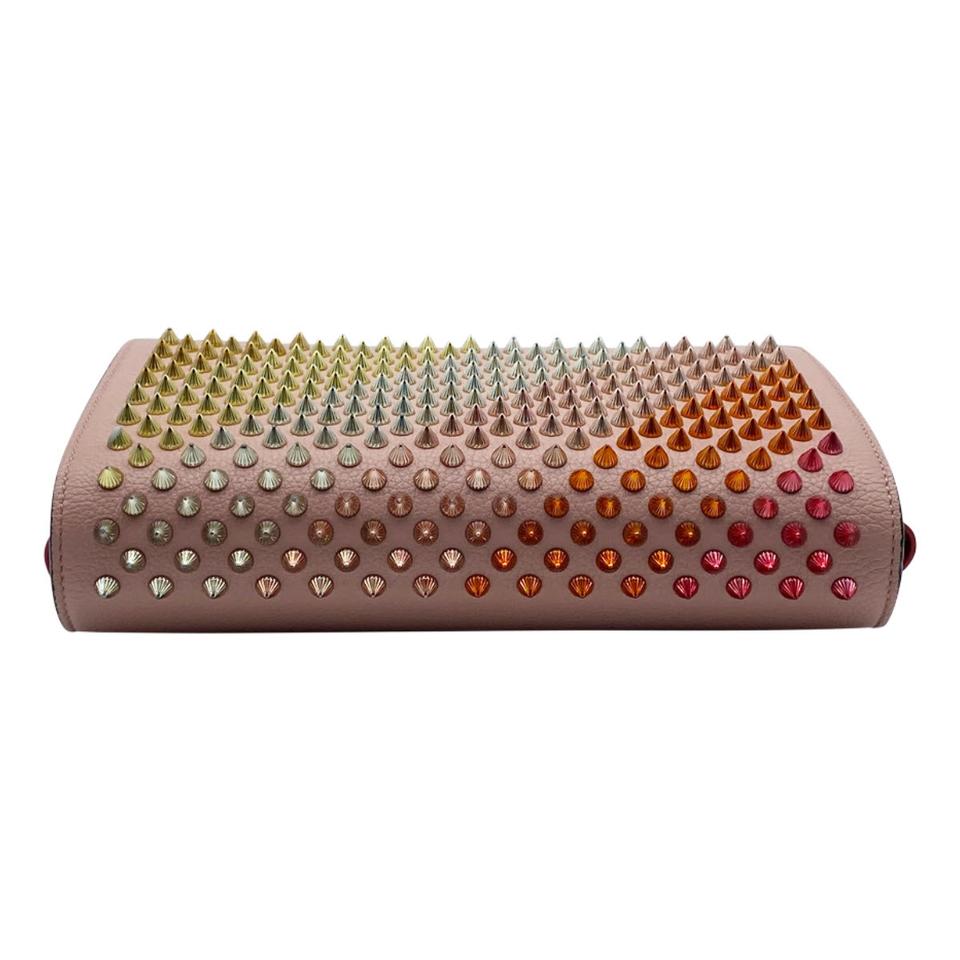 Christian Louboutin Clutch Paloma Spiked Pink Leather Shoulder Bag