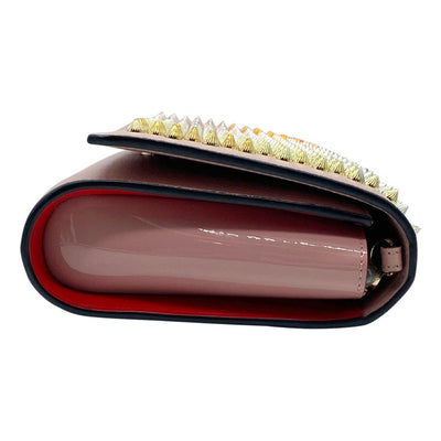 Christian Louboutin Clutch Paloma Spiked Pink Leather Shoulder Bag