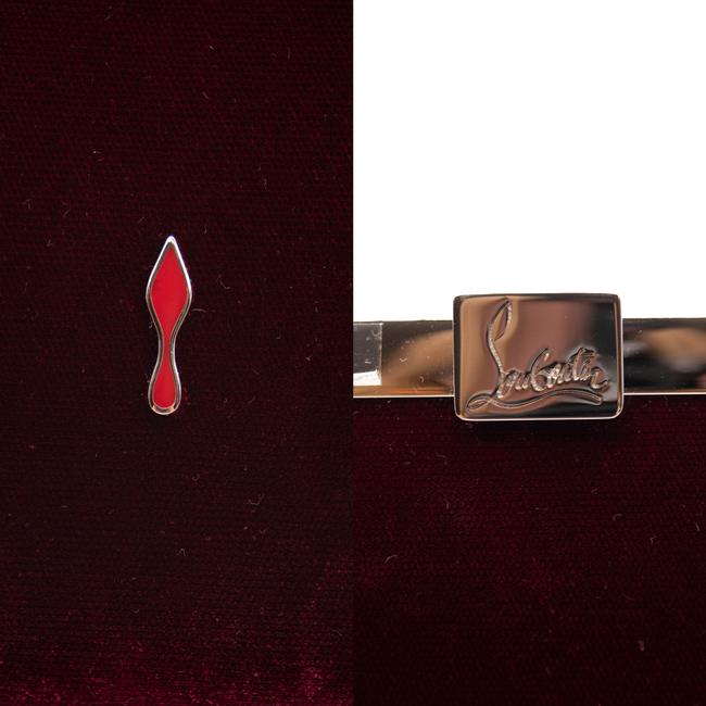 Christian Louboutin Clutch Small Palmette Prunus Cross Body Red Velvet Shoulder Bag