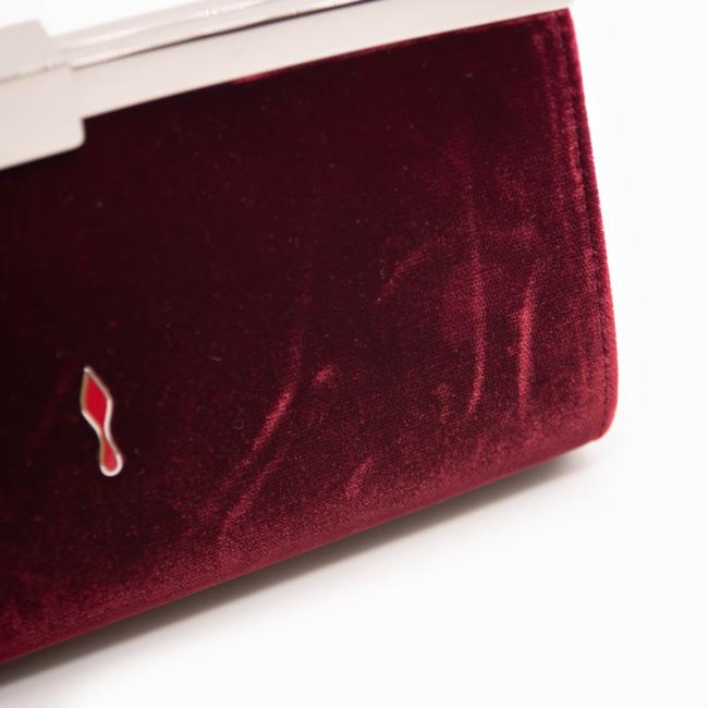 Christian Louboutin Clutch Small Palmette Prunus Cross Body Red Velvet Shoulder Bag