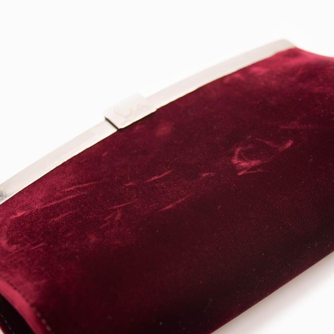 Christian Louboutin Clutch Small Palmette Prunus Cross Body Red Velvet Shoulder Bag
