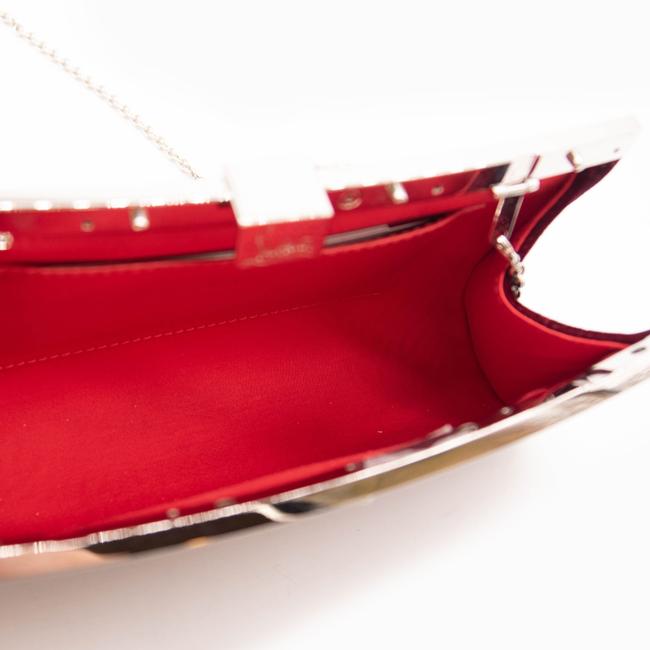 Christian Louboutin Clutch Small Palmette Prunus Cross Body Red Velvet Shoulder Bag