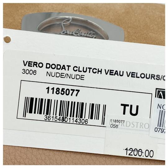 Christian Louboutin Clutch Vero Dodat Velour Suede Beige Leather Cross Body Bag