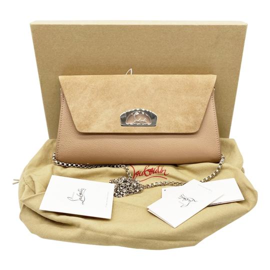 Christian Louboutinベージュレザークラッチバッグ Christian Louboutin Clutch Vero Dodat Velour Suede Beige Leather