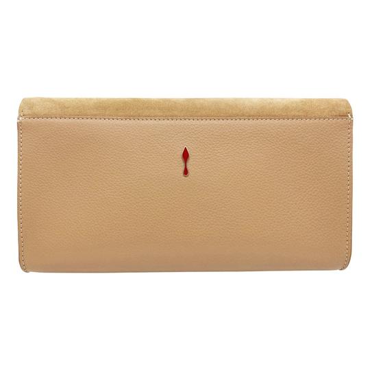 Christian Louboutin Clutch Vero Dodat Velour Suede Beige Leather Cross Body Bag
